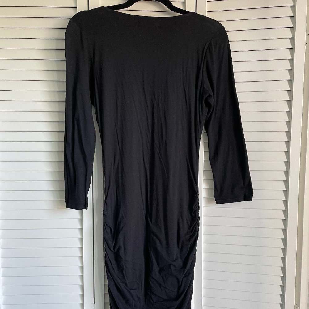 Velvet by Graham & Spencer Odessa Lace-UP Ruched 3/4 Sleeve Dress, Black Size M - Picture 4 of 4